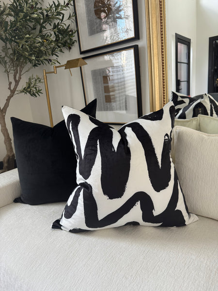 Black Brush Strokes Pillow