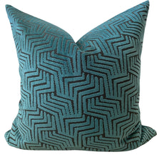 Load image into Gallery viewer, Teal Velvet Cut Pillow
