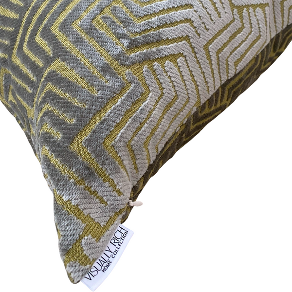 Silver Chartreuse Velvet Cut Pillow