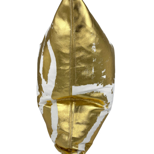 White Velvet w/Gold Foil Abstract Pillow