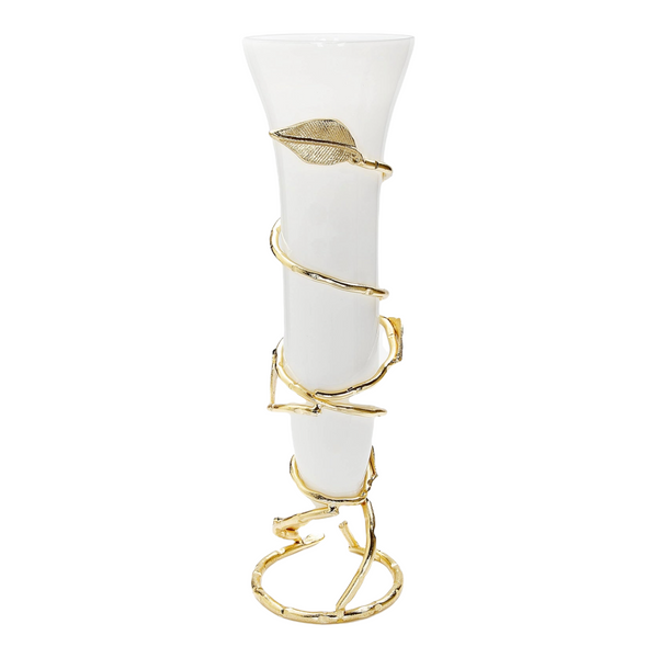 Gold Leaf Vase w/White Insert