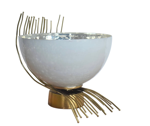 Opaque Glass Bowl Gold Twig Base