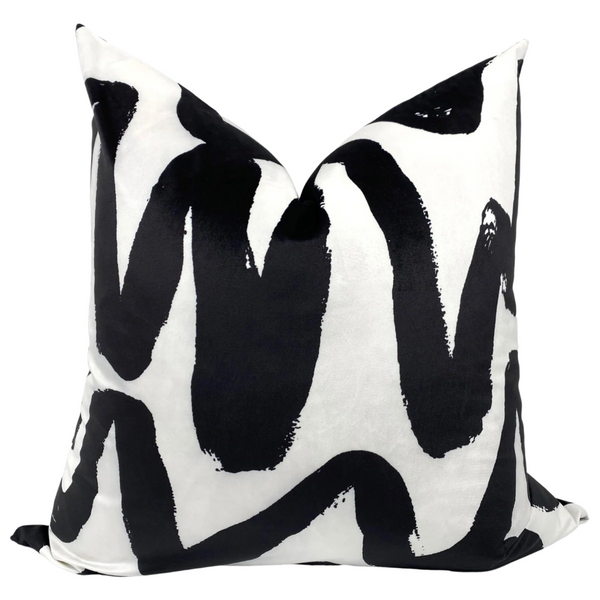 Black Brush Strokes Pillow