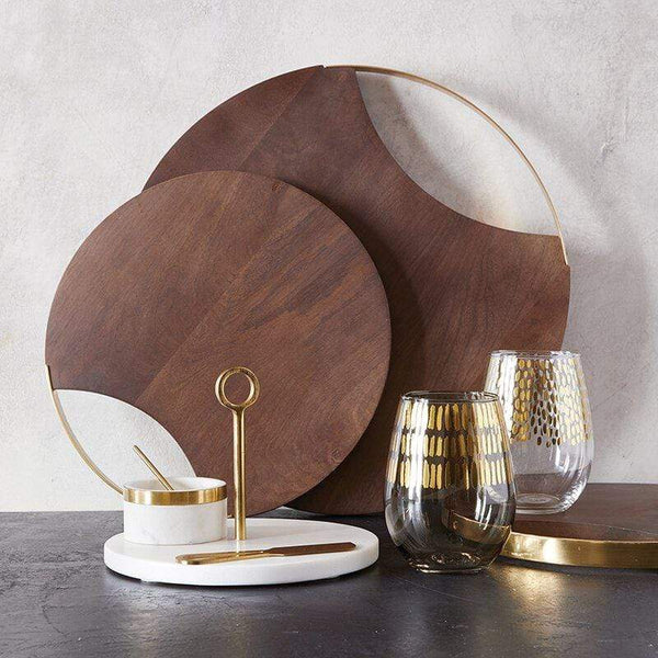 Marble Bowl w/Brass Spoon Set