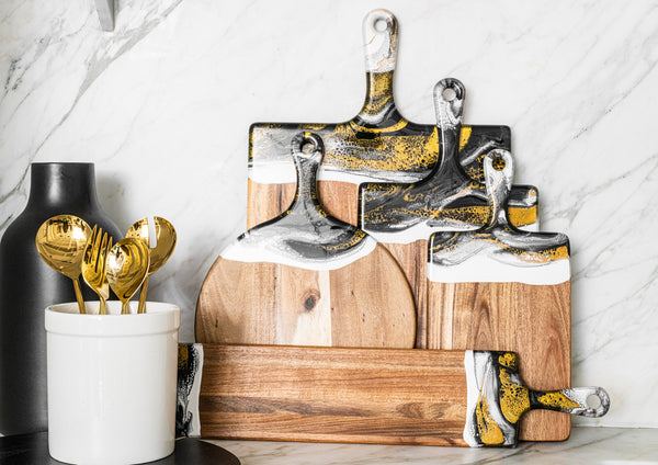 Gold Salad Severs w/Acrylic Handles (Set of 2)