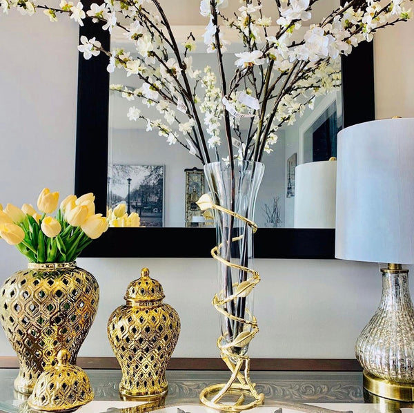 Gold Leaf Vase w/Removable Glass (2 Sizes)