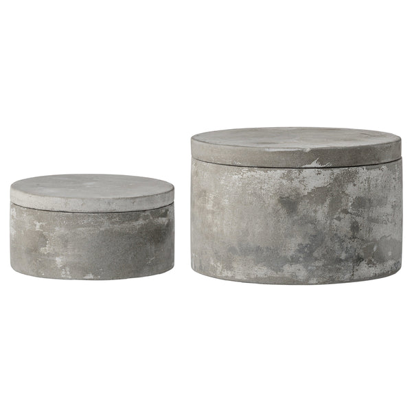Cement Boxes w/Lids (Set of 2)