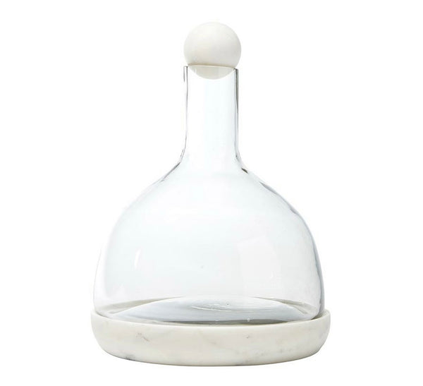 White Marble & Glass Wine Carafe