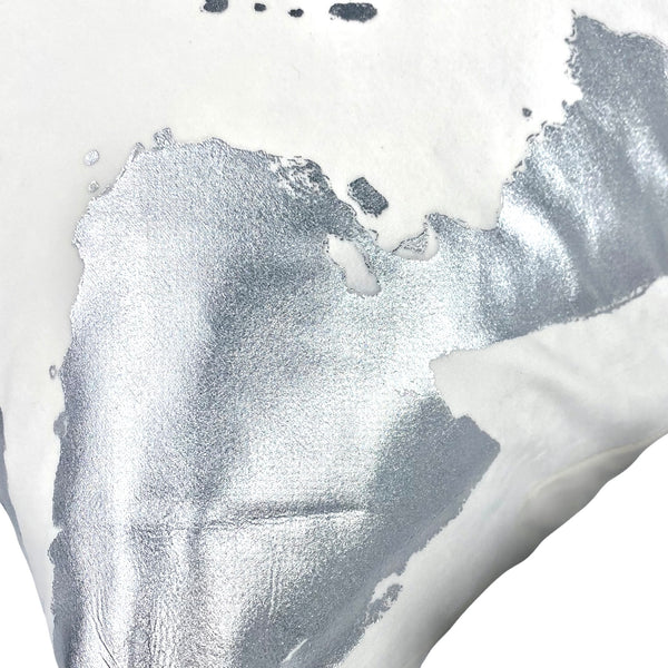 White Velvet w/Silver Foil Abstract Pillow