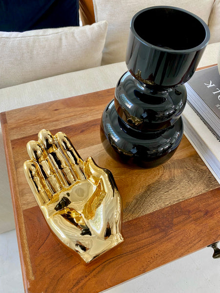 3 Tier Black Glass Vase