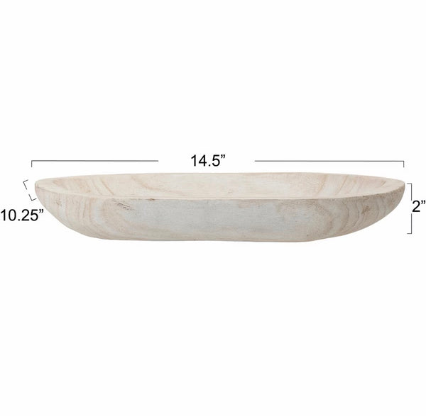 Hand-Carved Paulownia Wood Bowl