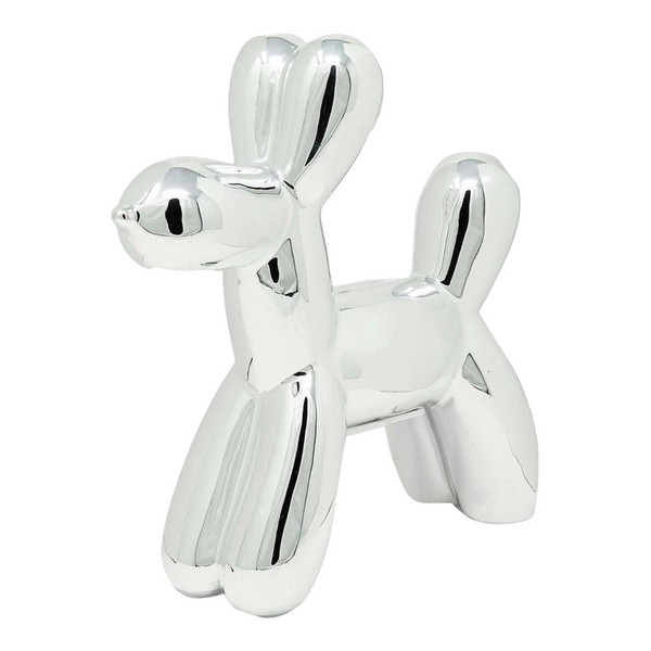 Silver Mini Balloon Dog Bank - 7.5”