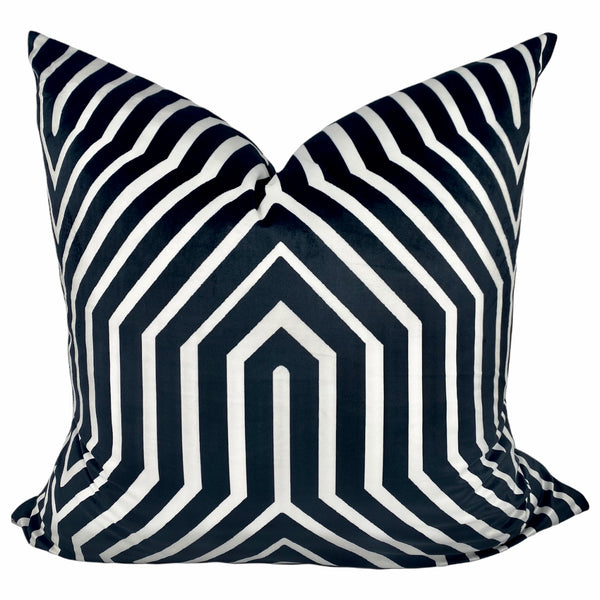 Black Maze Abstract Pillow