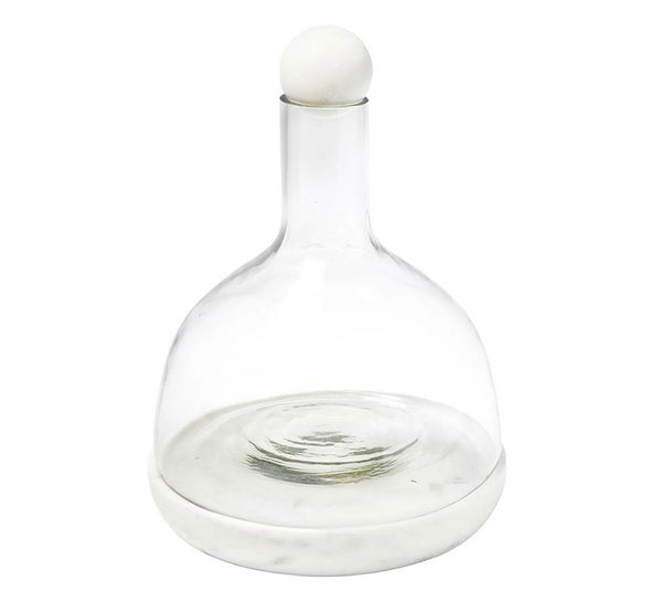White Marble & Glass Wine Carafe