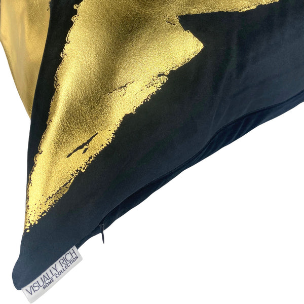 Black Velvet w/Gold Foil Abstract Pillow