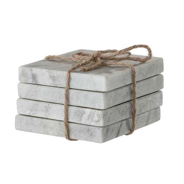 Grey Marble Coasters, Square (Set Of 4)