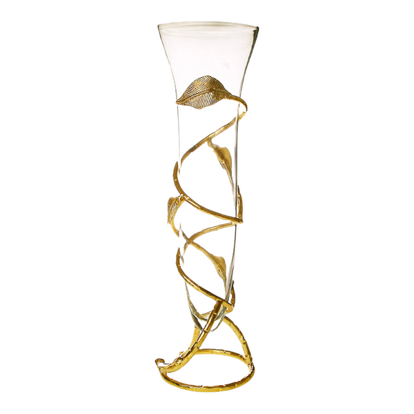 Gold Leaf Vase w/Removable Glass (2 Sizes)