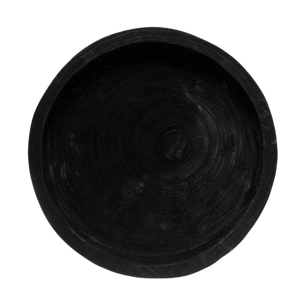 Decorative Paulownia Wood Footed Tray, Black
