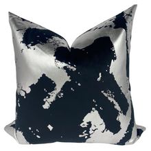 Load image into Gallery viewer, Black Velvet w/Silver Foil Abstract Pillow
