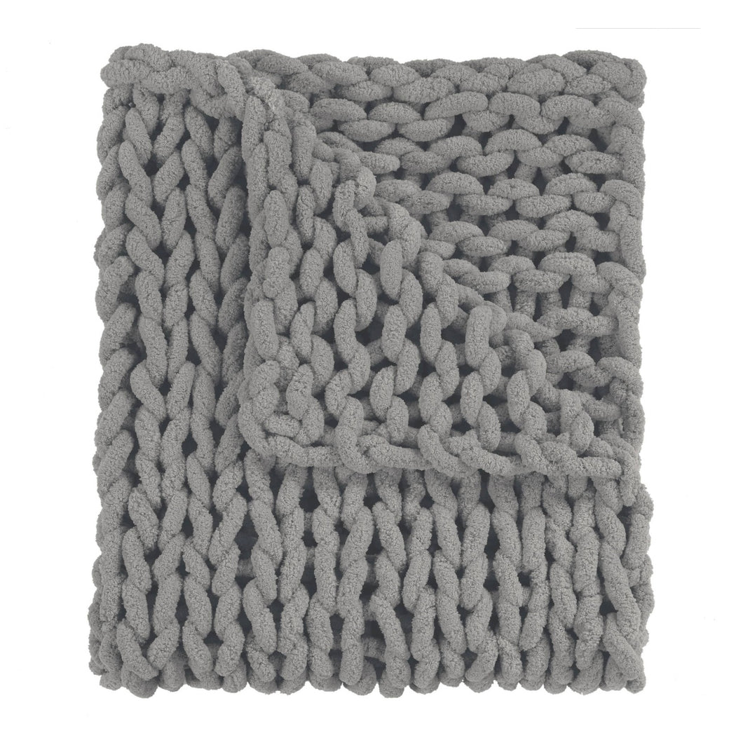 Dove Chenille Chunky Knit Throw