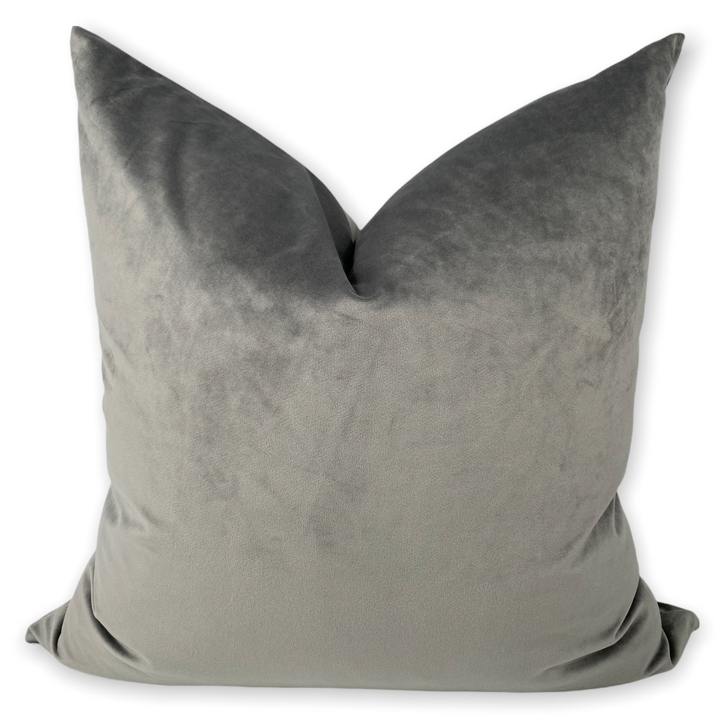 Grey velvet pillow clearance