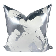 Load image into Gallery viewer, White Velvet w/Silver Foil Abstract Pillow
