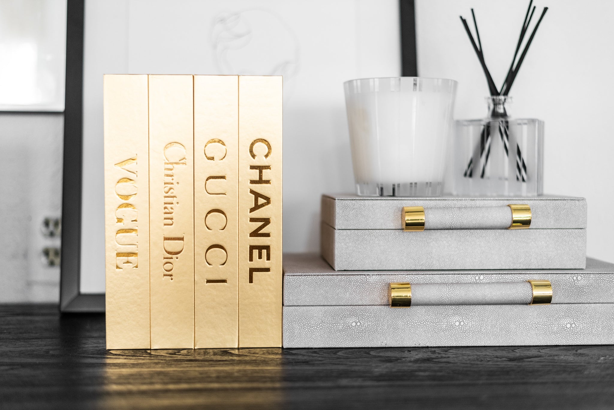Designer Inspired Storage Book - C Gold