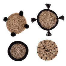 Load image into Gallery viewer, Seagrass Coasters W/Burlp Bg (Set of 4)
