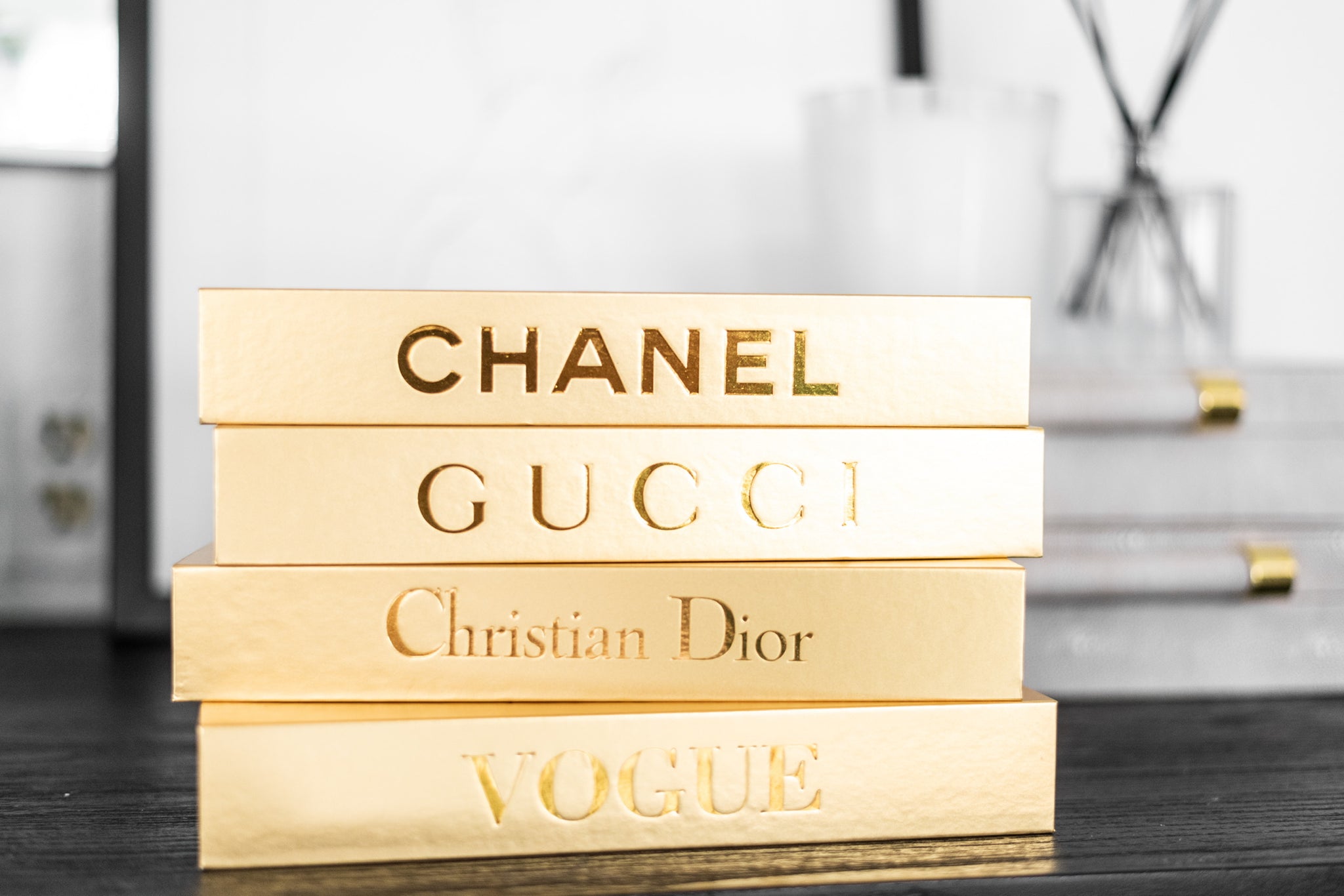 Designer Inspired Storage Book - C Gold – Visually Rich