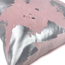 Load image into Gallery viewer, Pink Velvet w/Silver Foil Abstract Pillow
