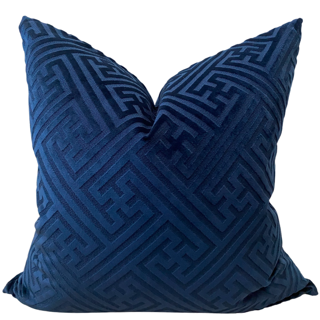 Navy Luxe Velvet Cut Pillow
